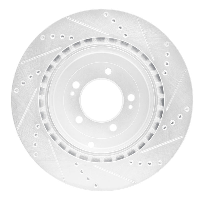 R1 08-15 Mitsubishi Lancer Rear Left Drilled & Slotted Silver Brake Rotor