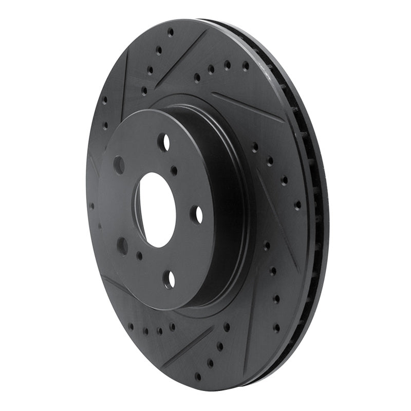 R1 86-92 Toyota Supra Front Left Drilled & Slotted Black Brake Rotor