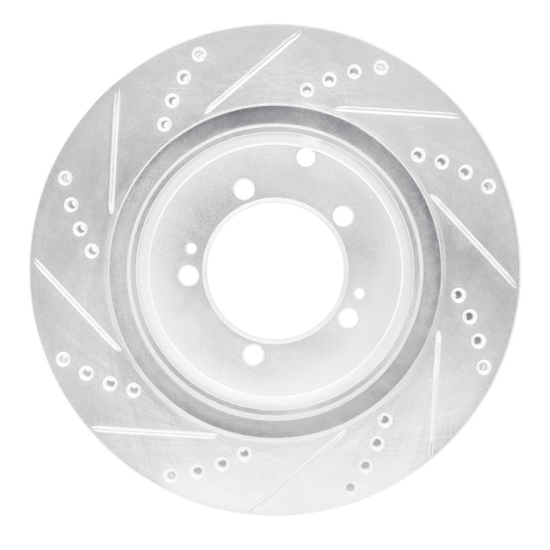 R1 03-06 Mitsubishi Lancer Rear Right Drilled & Slotted Silver Brake Rotor
