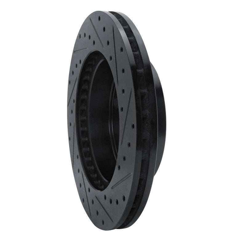 R1 94-96 Ford F-150 4WD Front Left Drilled & Slotted Black Brake Rotor