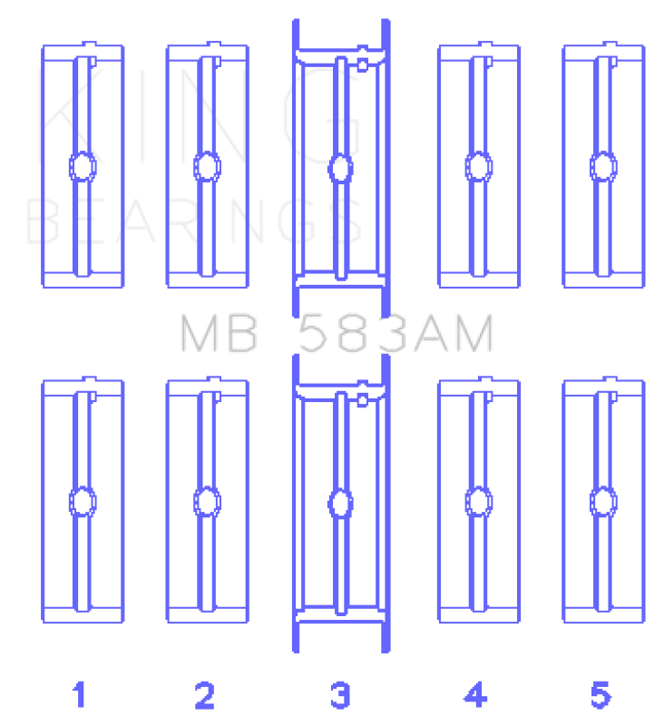 King Engine Bearings Ford 239/256/272/292 (Size .040) Crankshaft Main Bearing Set