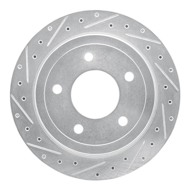 R1 04-06 Ford E-150 Rear Left Drilled & Slotted Silver Brake Rotor