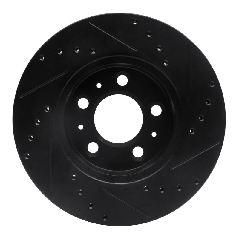 R1 95-97 Ford Crown Victoria Front Left Drilled & Slotted Black Brake Rotor