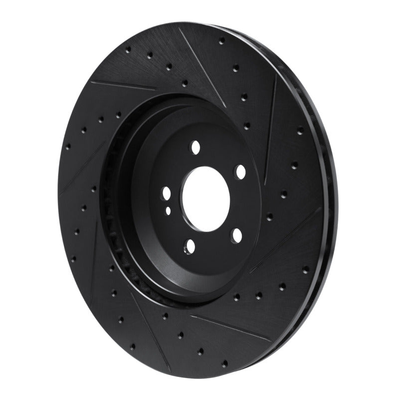 R1 17-23 Mercedes-Benz E43 AMG Rear Left Drilled & Slotted Black Brake Rotor