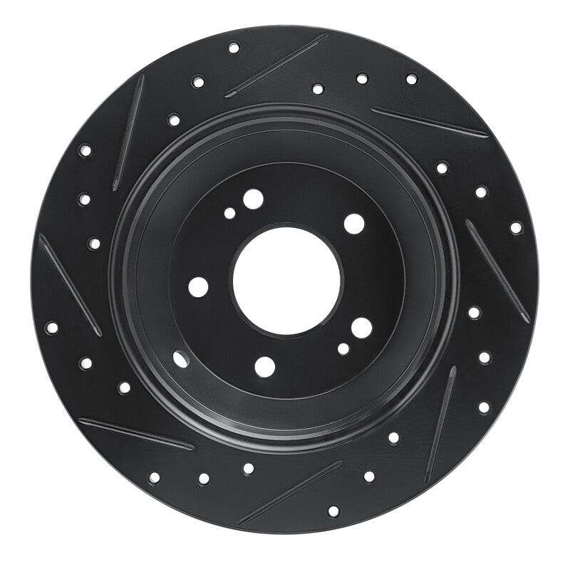 R1 15-20 Kia Sorento Rear Right Drilled & Slotted Black Brake Rotor
