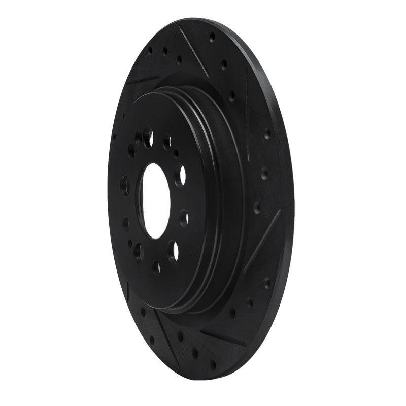 R1 17-25 Acura RDX Rear Right Drilled & Slotted Black Brake Rotor