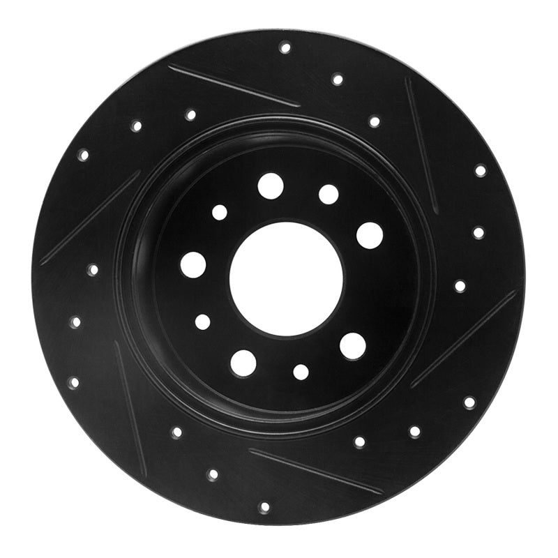 R1 61-91 Mercedes-Benz 230S Rear Left Drilled & Slotted Black Brake Rotor