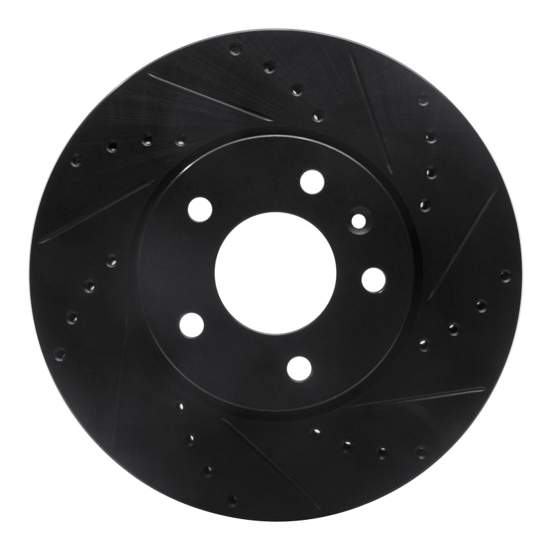 R1 13-25 Cadillac CT4 Front Right Drilled & Slotted Black Brake Rotor