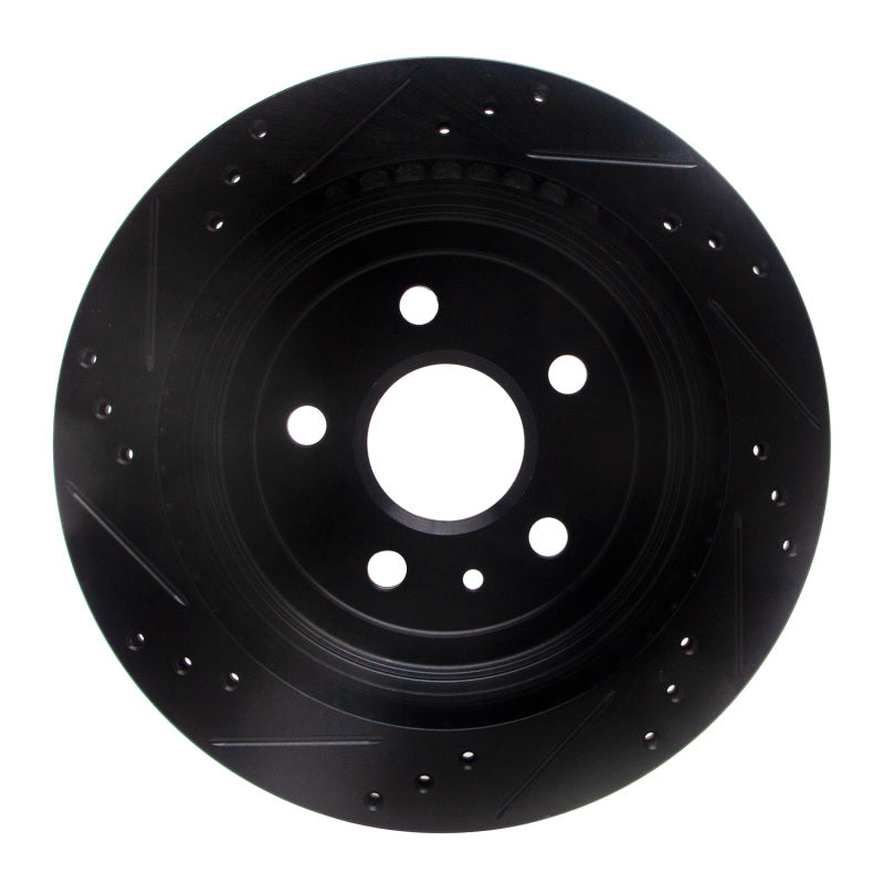 R1 08-19 Cadillac CTS Rear Right Drilled & Slotted Black Brake Rotor