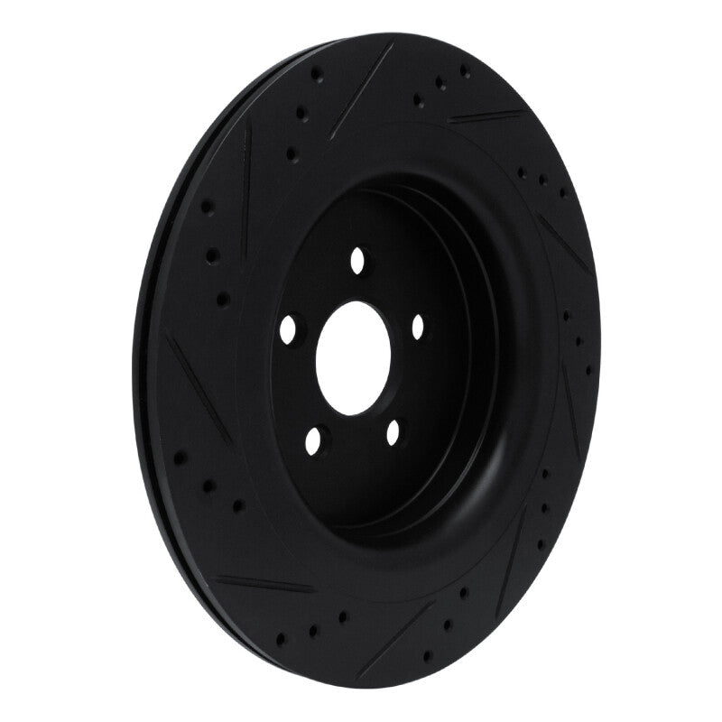 R1 19-24 Ford Edge Rear Right Drilled & Slotted Black Brake Rotor