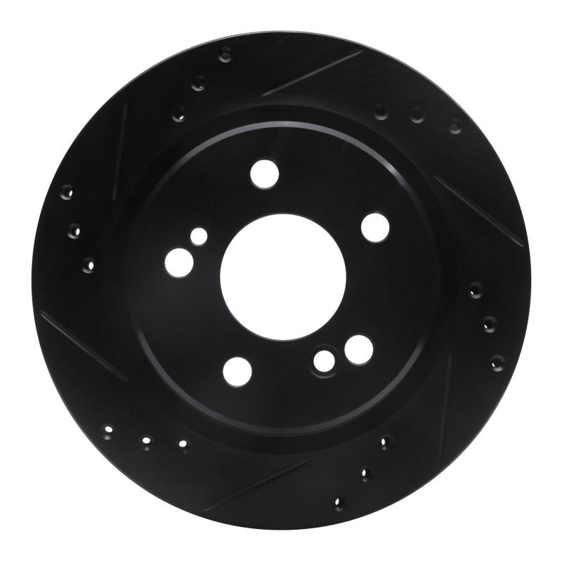 R1 92-95 Mercedes-Benz E420 Rear Left Drilled & Slotted Black Brake Rotor