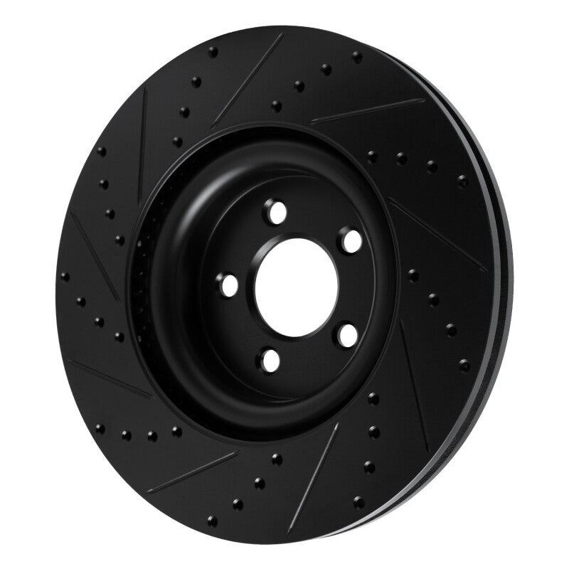R1 20-25 Ford Explorer Front Right Drilled & Slotted Black Brake Rotor