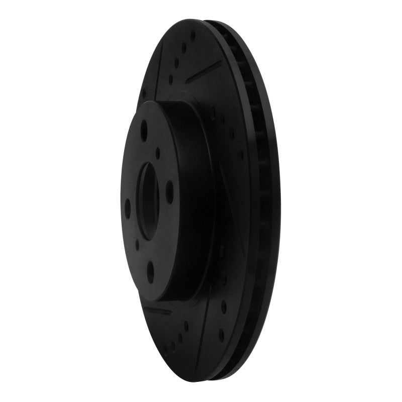R1 00-05 Toyota Echo Front Left Drilled & Slotted Black Brake Rotor