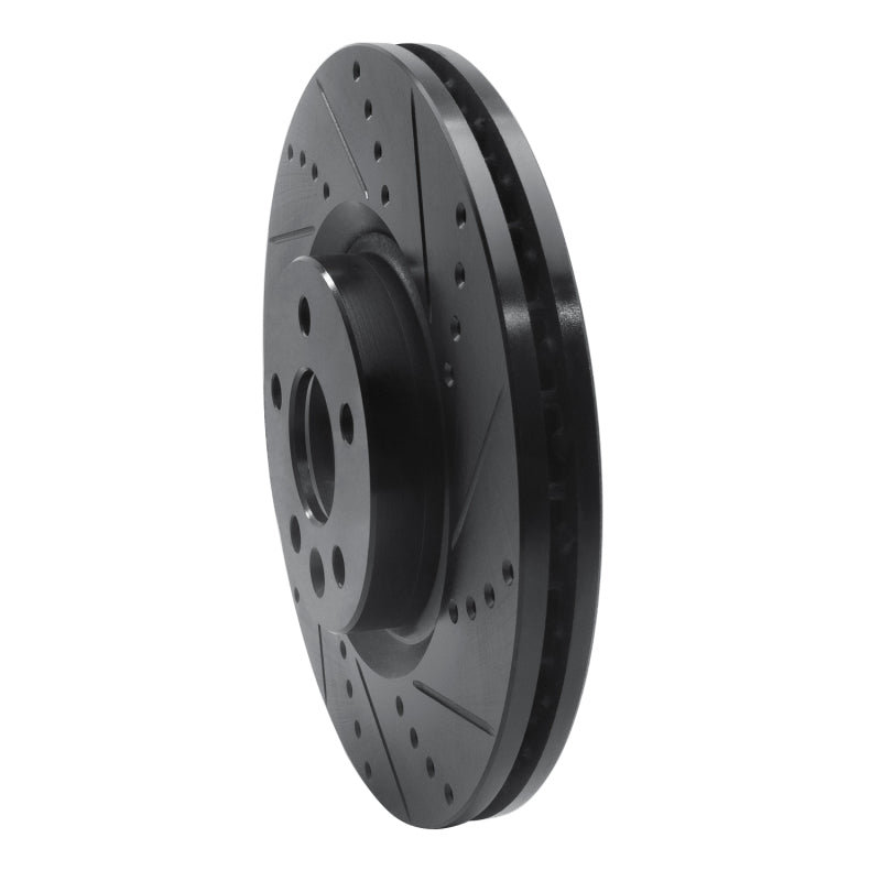 R1 15-19 Jaguar E-Pace Front Right Drilled & Slotted Black Brake Rotor