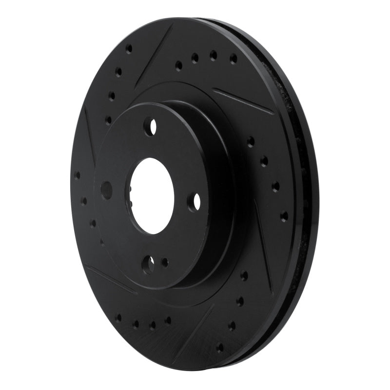 R1 99-03 Mazda Protege Front Left Drilled & Slotted Black Brake Rotor
