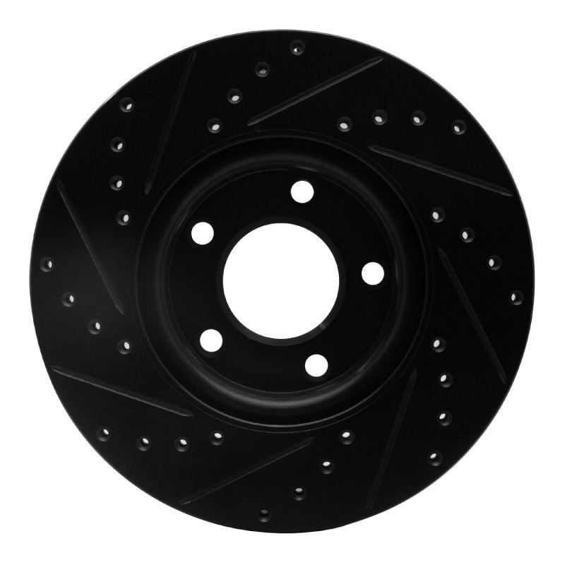 R1 04-15 Mazda 5 Front Right Drilled & Slotted Black Brake Rotor