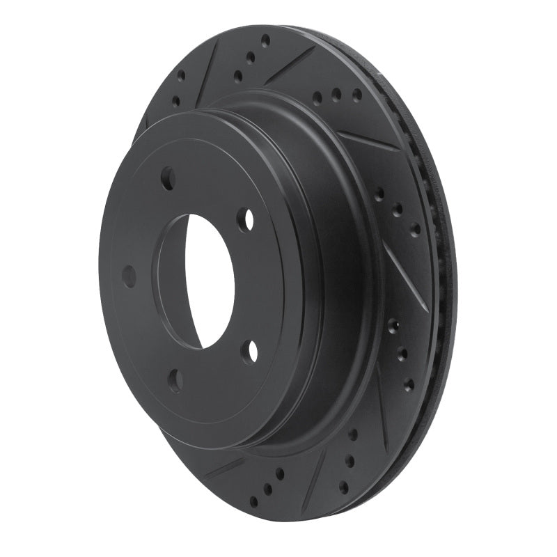 R1 04-06 Ford Econoline Rear Left Drilled & Slotted Black Brake Rotor