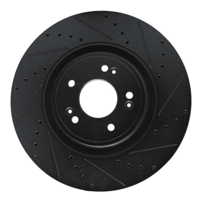 R1 18-20 Genesis G80 Front Right Drilled & Slotted Black Brake Rotor