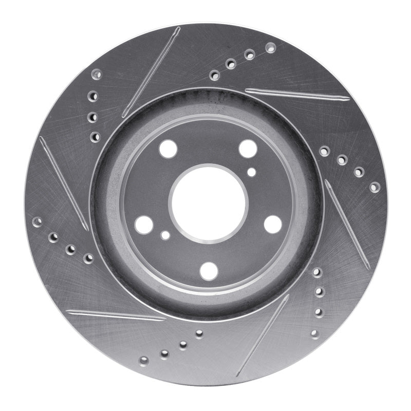 R1 96-98 Mazda MPV Front Right Drilled & Slotted Silver Brake Rotor