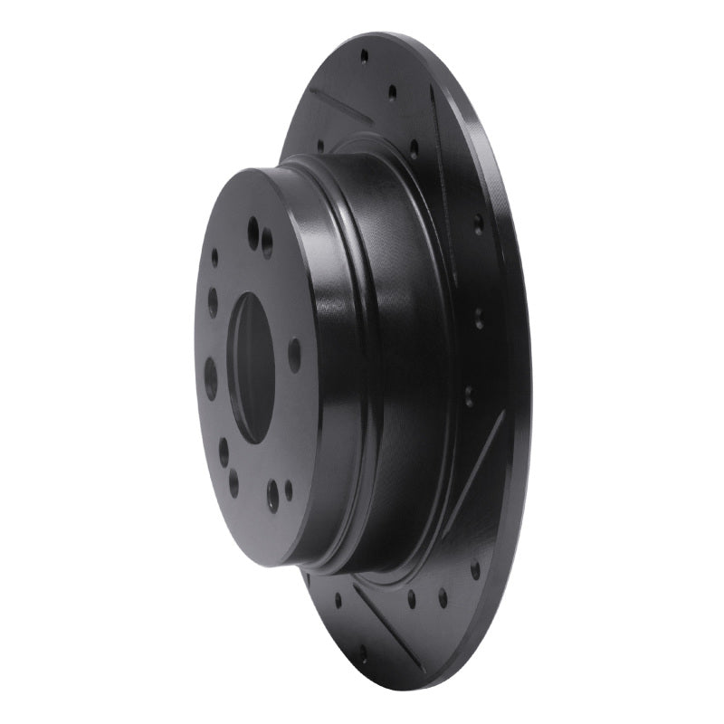 R1 01-03 Acura CL Rear Right Drilled & Slotted Black Brake Rotor