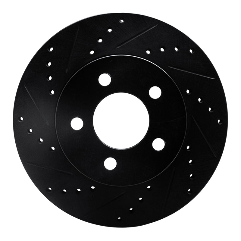 R1 02-07 Jeep Liberty Front Left Drilled & Slotted Black Brake Rotor