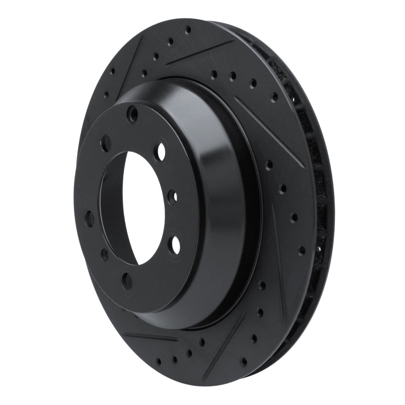 R1 -23 Porsche Cayenne Rear Left Drilled & Slotted Black Brake Rotor