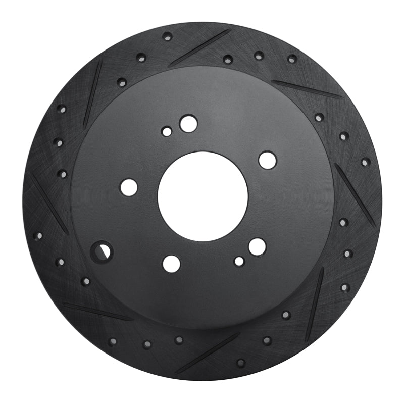 R1 04-11 Mitsubishi Grandis (Mexico) Rear Left Drilled & Slotted Black Brake Rotor