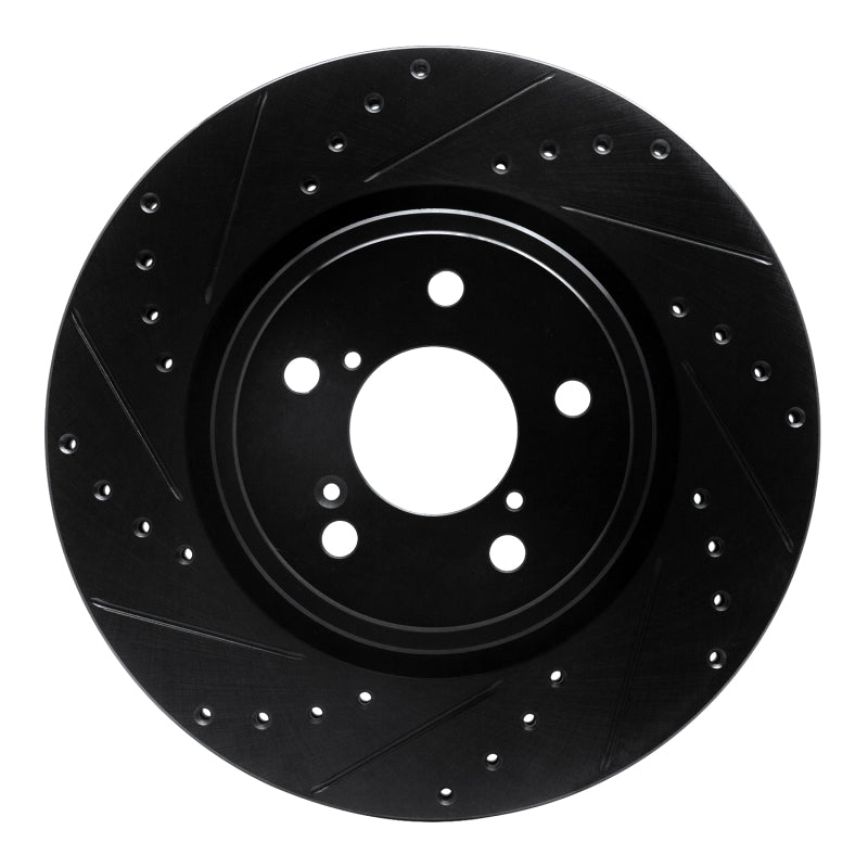 R1 17-20 Acura MDX Front Left Drilled & Slotted Black Brake Rotor