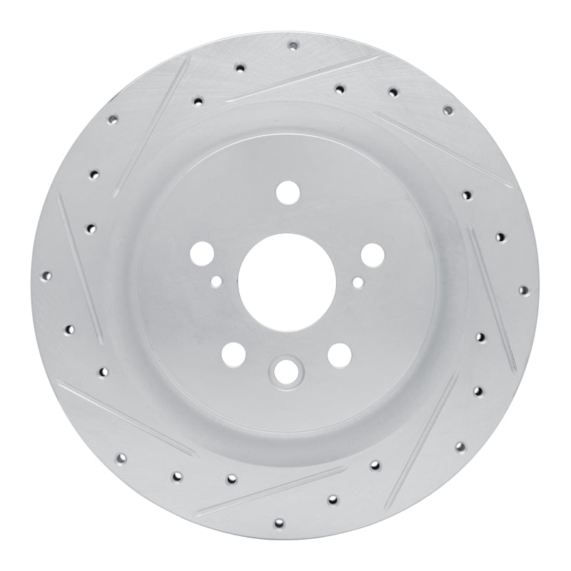 R1 20-25 Lexus RX350 Rear Left Drilled & Slotted Silver Brake Rotor