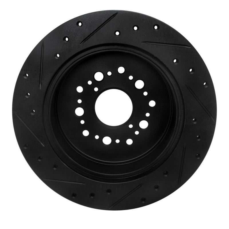 R1 92-00 Lexus GS300 Rear Right Drilled & Slotted Black Brake Rotor