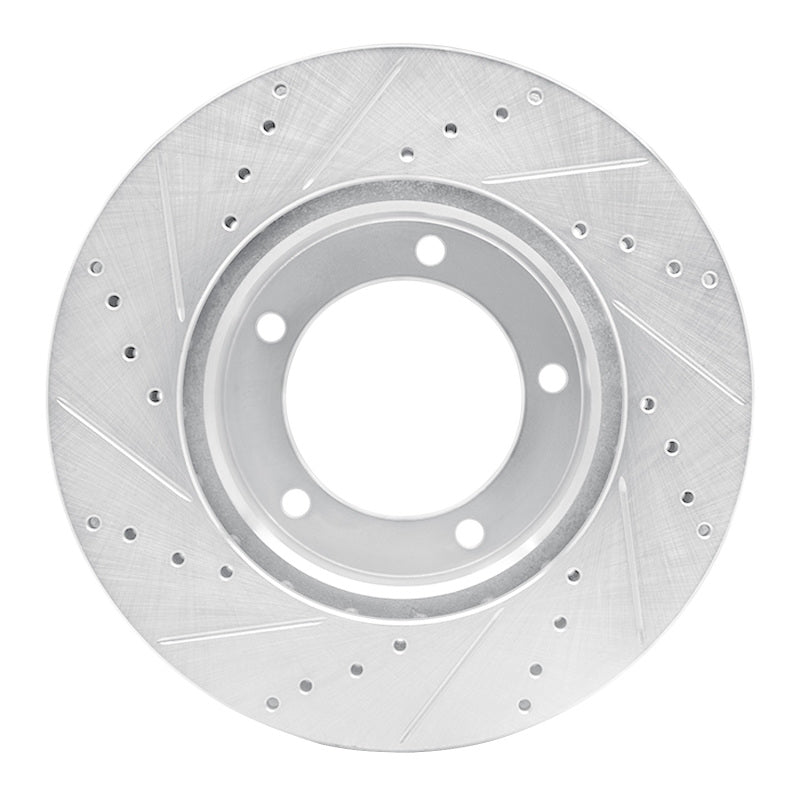 R1 98-07 Lexus LX470 Front Right Drilled & Slotted Silver Brake Rotor