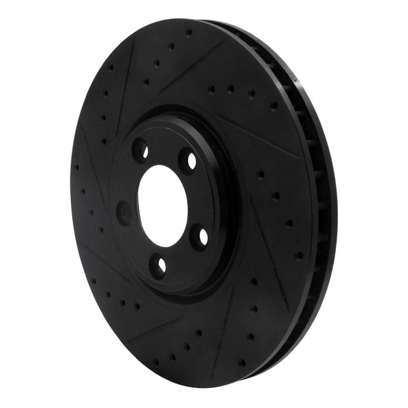 R1 03-05 Jaguar S-Type Front Left Drilled & Slotted Black Brake Rotor