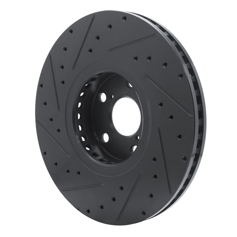 R1 06-20 Lexus IS350 Right Front Drilled & Slotted Black Brake Rotor
