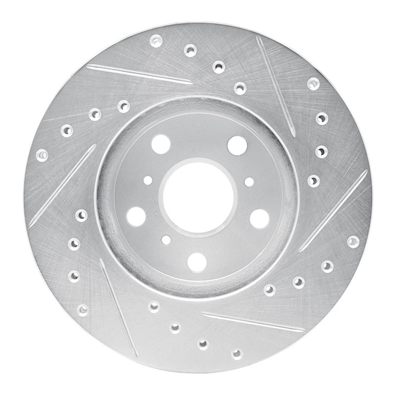 R1 87-91 Toyota Camry Front Left Drilled & Slotted Silver Brake Rotor