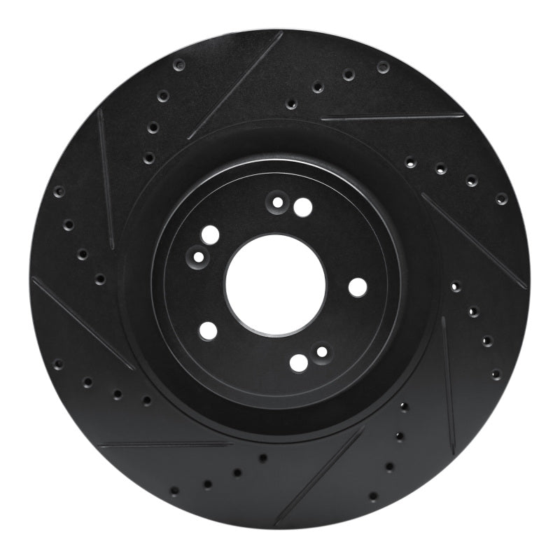 R1 18-20 Genesis G80 Front Left Drilled & Slotted Black Brake Rotor