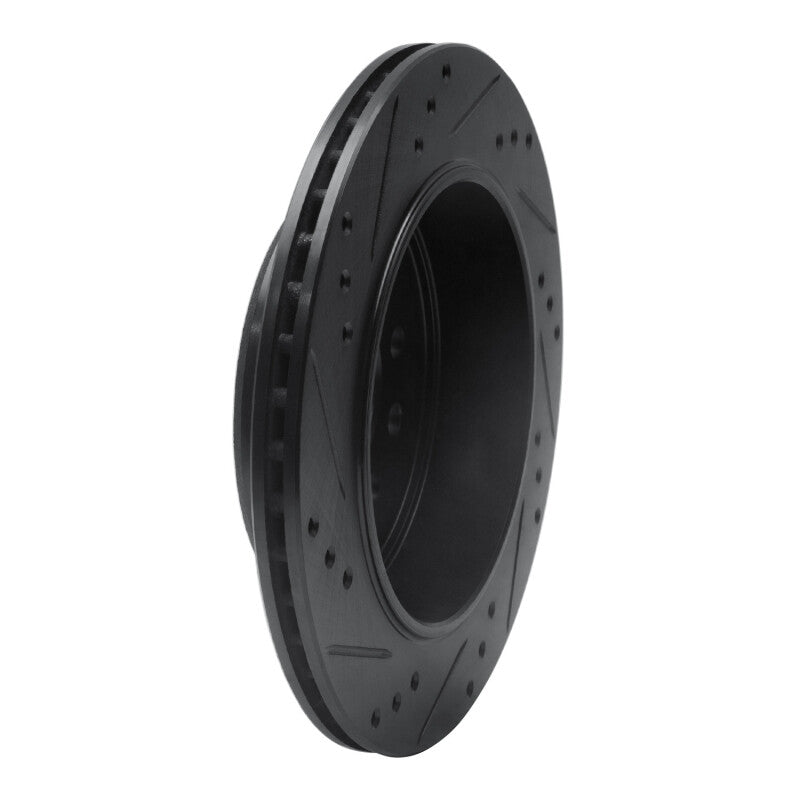 R1 03-11 Lincoln Town Car Rear Right Drilled & Slotted Black Brake Rotor
