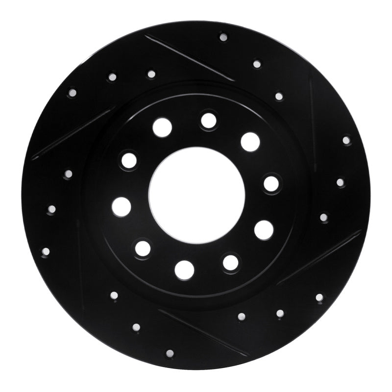 R1 13-16 Dodge Dart Rear Right Drilled & Slotted Black Brake Rotor
