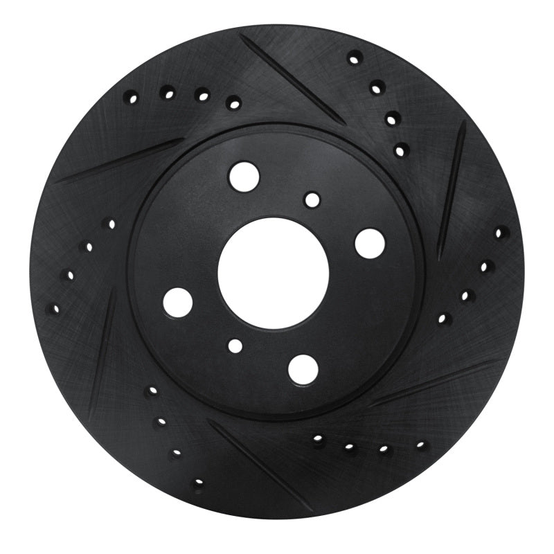 R1 00-05 Toyota MR2 Spyder Front Right Drilled & Slotted Black Brake Rotor