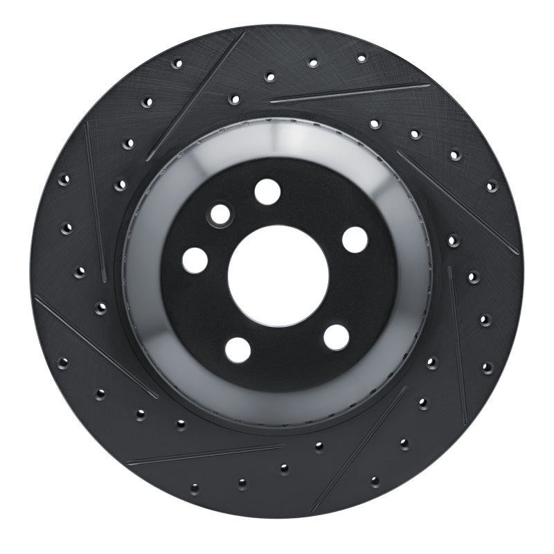 R1 20-26 Jaguar I-Pace Rear Left Drilled & Slotted Black Brake Rotor