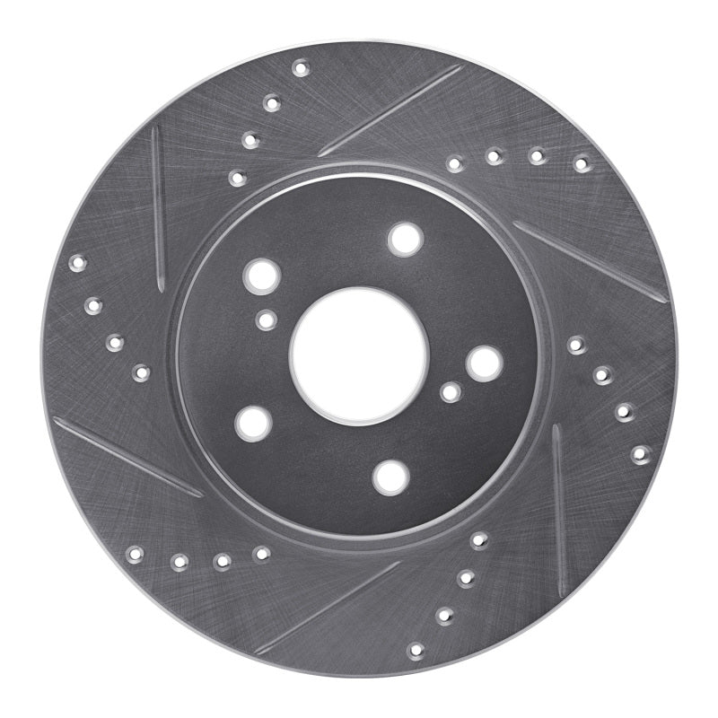 R1 02-15 Lexus IS250 Front Left Drilled & Slotted Silver Brake Rotor