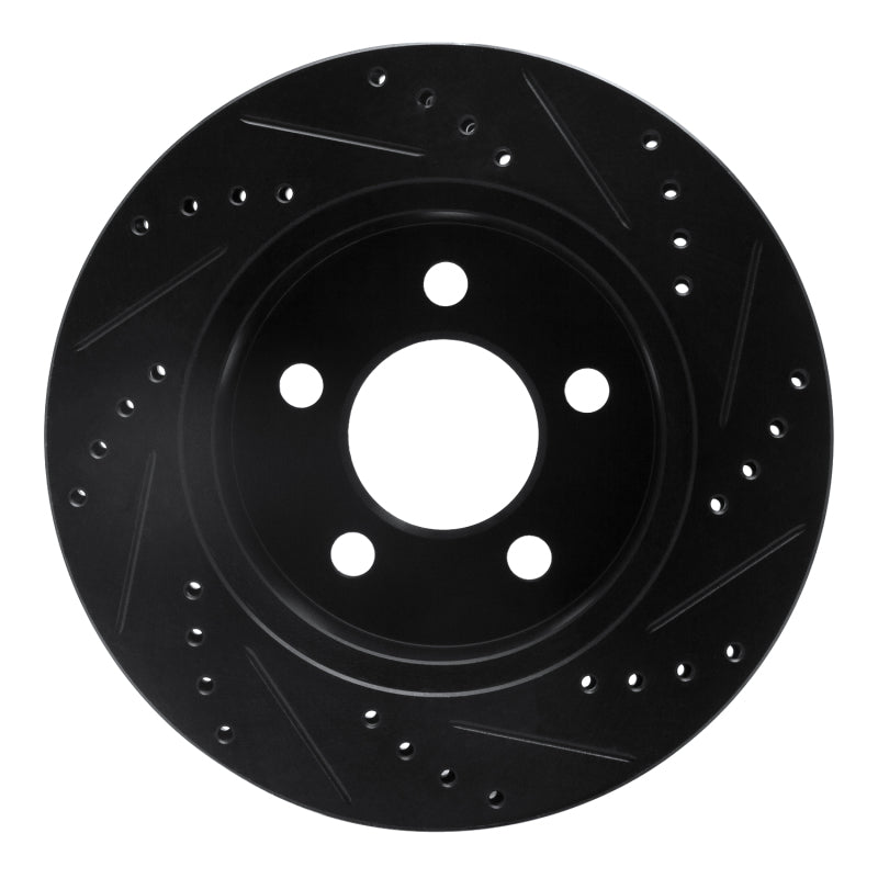 R1 99-06 Jeep Cherokee Front Left Drilled & Slotted Black Brake Rotor