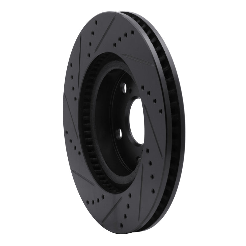R1 10-13 Hyundai Santa Fe Front Right Drilled & Slotted Black Brake Rotor