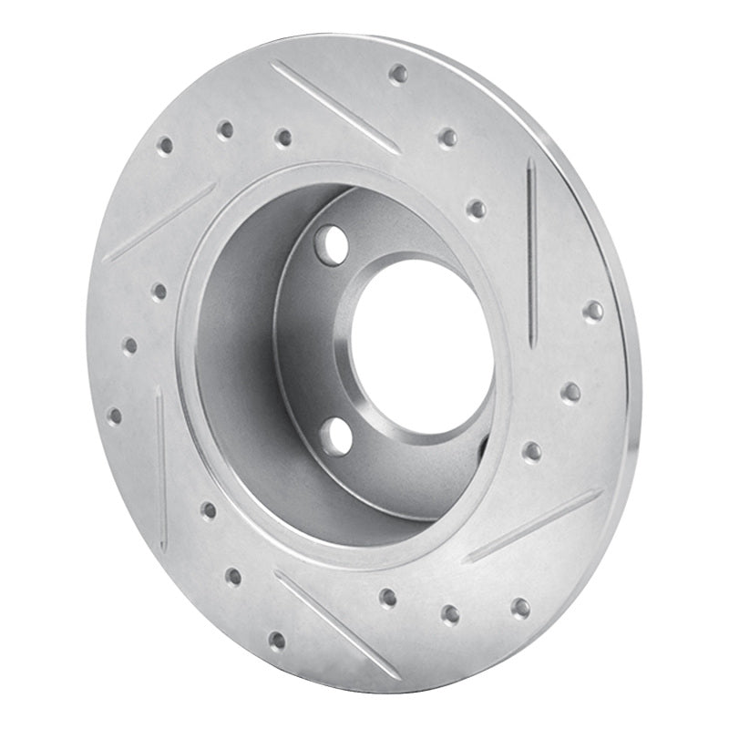 R1 82-98 Audi Cabriolet Rear Left Drilled & Slotted Silver Brake Rotor