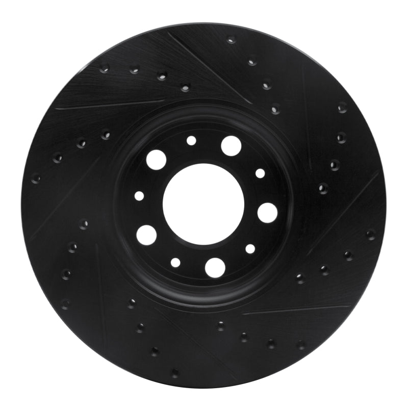 R1 99-09 Volvo XC70 Front Left Drilled & Slotted Black Brake Rotor
