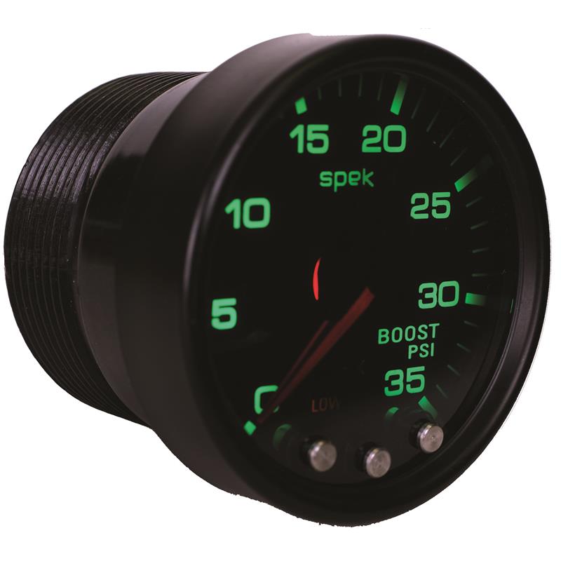 Autometer Spek-Pro Gauge Boost 2 1/16in 35psi Stepper Motor W/Peak & Warn Blacksmoke//Black