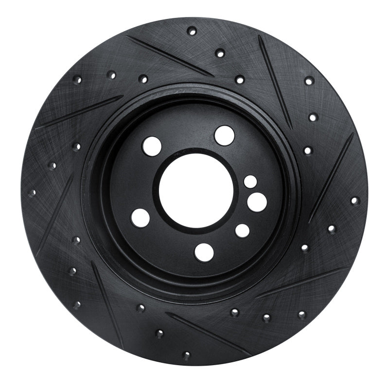 R1 91-99 Mercedes-Benz 300SE Rear Left Drilled & Slotted Black Brake Rotor