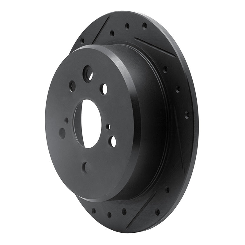 R1 06-15 Lexus IS250 Rear Left Drilled & Slotted Black Brake Rotor