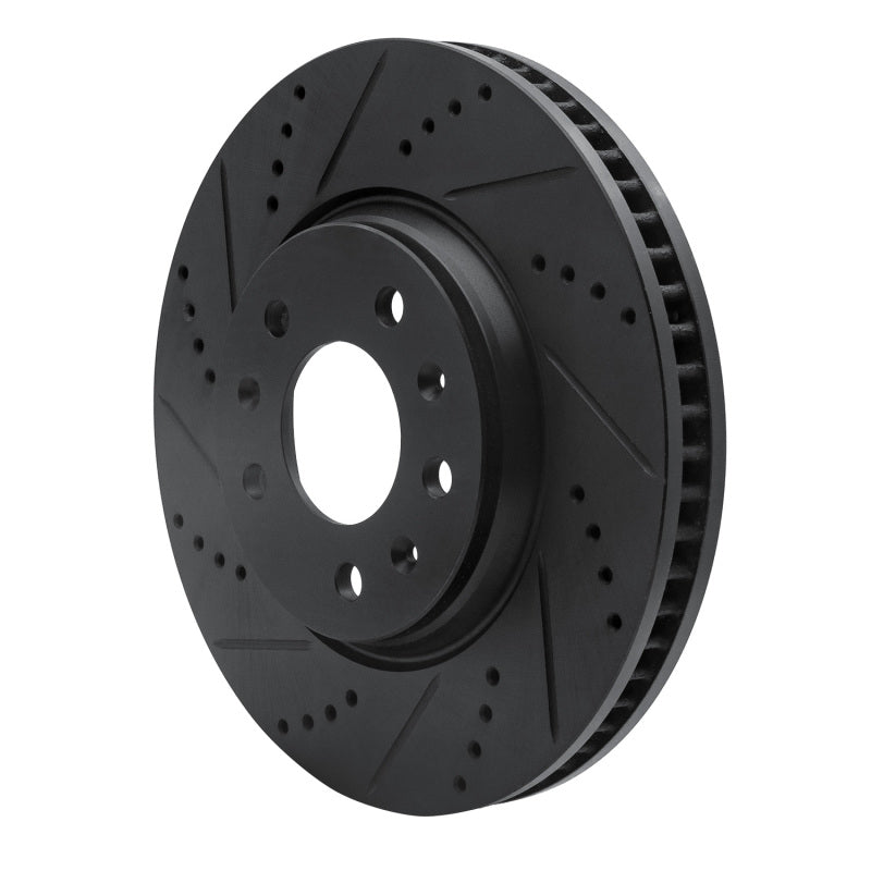 R1 03-08 Cadillac STS Front Left Drilled & Slotted Black Brake Rotor