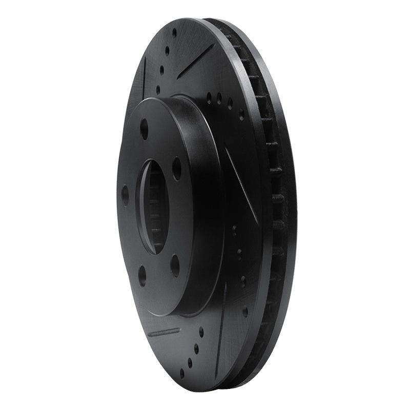 R1 97-05 Chevrolet Classic Front Left Drilled & Slotted Black Brake Rotor