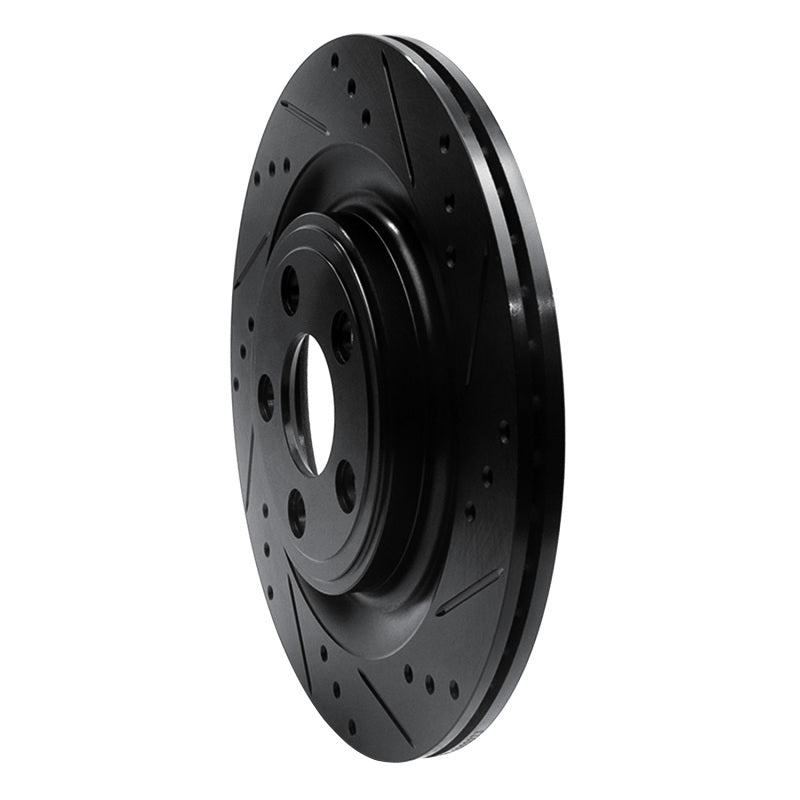 R1 06-15 Jaguar Super V8 Rear Right Drilled & Slotted Black Brake Rotor